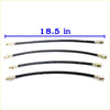 Four black brake hoses with gold metal fittings and white text for nissan datsun 521 ute 1968-1973