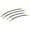 Set of four black rubber brake hoses with brass fittings for nissan datsun 620 1972-1979