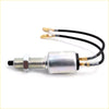 Silver cylindrical brake lightswitch with threaded metal shaft and black wires for Nissan President Sovereign VIP 1990-2002