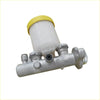 Silver brake master cylinder with translucent white reservoir and yellow cap for Nissan Patrol GQ Y60 back view