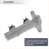 Gray metallic brake master cylinder with black rubber hoses and brackets for Toyota Hiace van commuter LH102 LH104