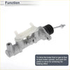 Silver metallic brake master cylinder with white plastic parts and black rubber boot for toyota prius 2004-2009