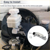 Silver brake master cylinder with white plastic reservoir cap for toyota prius 2004-2009 shown from back side