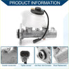 Silver metal brake master cylinder with translucent white reservoir and black cap for toyota 4runner 1993-1995