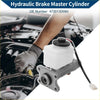 White plastic brake master cylinder reservoir with black cap gray metal base and side wiring harness for toyota hilux