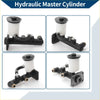 Black hydraulic brake master cylinder with white reservoir and threaded fittings for toyota pickup 1981-1988