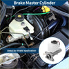 White plastic brake master cylinder reservoir with black cap and metal housing for toyota pickup 1990-1992