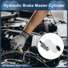 White plastic hydraulic brake master cylinder with black rubber cap and metallic fittings for toyota echo 2000-2004