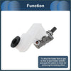 White plastic brake master cylinder with black cap and metallic fittings for toyota echo 2000-2004