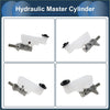White plastic reservoir brake master cylinder with metallic gray housing and black caps for toyota hilux 2015-2021