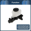 Black and translucent white brake master cylinder with black cap for toyota hilux 2wd 1998-2004 shown from back side