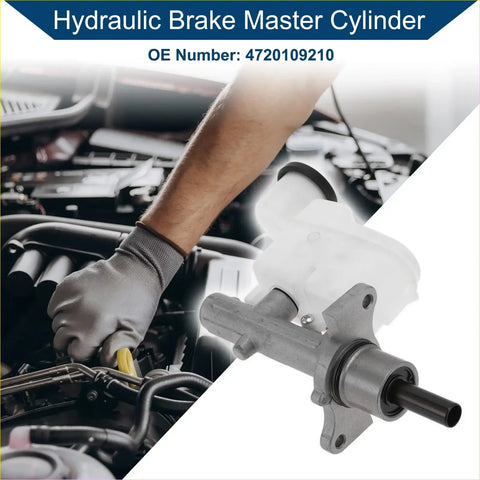 Silver metallic hydraulic brake master cylinder with translucent white reservoir and black seals for toyota hilux vigo