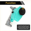 Turquoise plastic brake master cylinder with reservoir black cap and gold fitting for toyota land cruiser 1995-1998