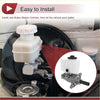 White plastic reservoir mounted on metallic brake master cylinder with black fittings for toyota land cruiser prado
