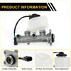 Silver metal brake master cylinder with translucent white reservoir black cap and electrical connector for 1991 toyota pickup