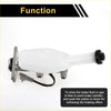 White plastic brake master cylinder with metallic fittings and black rubber cap for toyota previa 1991-1996