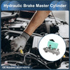Brake master cylinder with light teal plastic reservoir and black cap for Toyota RAV4 1994-2000 shown from the back