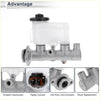 Silver brake master cylinder with translucent white reservoir and black cap for toyota rav4 1996-1997