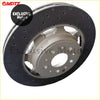 Black perforated brake rotor with metallic center hub and drilled design for maserati quattroporte and granturismo 4.7 s