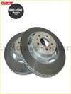 Silver perforated metallic brake rotors with drilled design for maserati quattroporte and granturismo 4.7 s 2008-2012