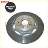 Gray perforated brake rotor with metallic center hub designed for high-performance maserati quattroporte gran turismo 4.7 s