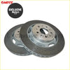 Silver perforated metallic brake rotors with drilled design for Maserati Quattroporte and GranTurismo 4.7 S 2008-2012