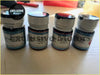 Four small bottles of temperature sensitive brake temp paint with silver caps showing color change labels
