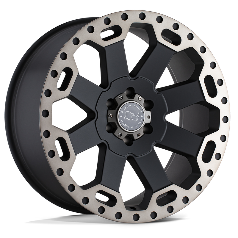 Black Rhino Warlord 17x8 6x130 +52mm Matte Black Machined Double Dark Tint Lip