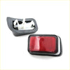 Black plastic rectangular trailer tail light with red reflector and white mount for toyota hilux 1997-2005 backside view