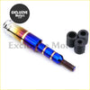 Blue and gold gradient titanium shift knob with black rubber inserts for burnt blue aluminum universal gear shifter extender