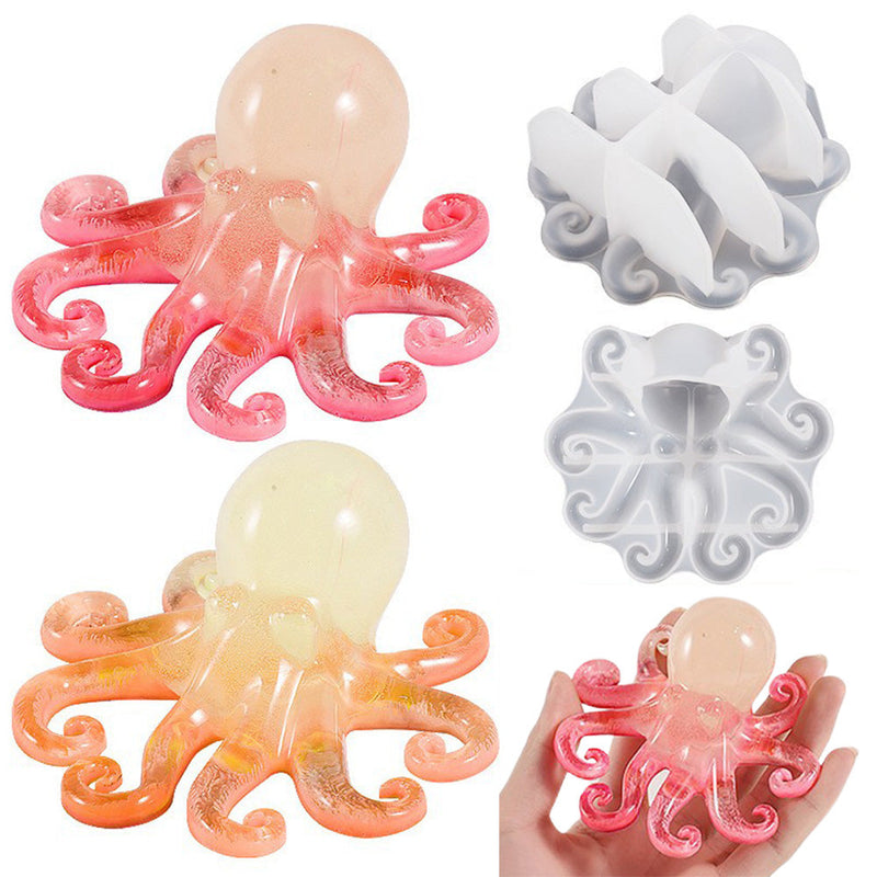 2PCS Octopus Silicone Epoxy Resin Casting Mould 3D Sea Animal Display Mold — image 1