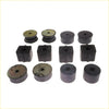 Black rubber cabin mounting bushings in various shapes and sizes with some worn metallic tops for mitsubishi triton l200