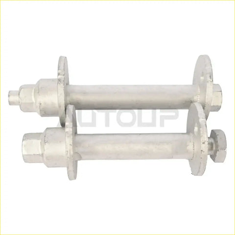 Two silver metal bicycle hub assemblies with hex nuts for cam control arm plate lower arm adjust on sequoia tundra