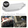 Clear plastic cam gear cover for mitsubishi 4g63 designed to show subaru engine details from the back side