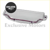 Clear plastic cam gear cover for mitsubishi 4g63 with curved design and purple accent trim