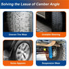 Black rubber tires with deep treads showing uneven wear illustrating suspension issues for toyota rav4 camber bolt adjustors