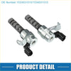 Two metallic camshaft position actuator solenoid valves with black connectors and ribbed gray housing for toyota tacoma