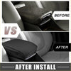 Black fabric car center console armrest cushion cover for Toyota 4Runner shown from the back side