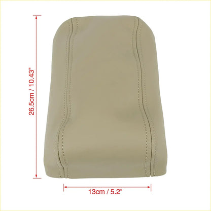 Beige leather car center console lid armrest cover with stitched detailing for toyota 4runner 1996-2002