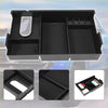 Black plastic car center console organizer with multiple compartments and textured surfaces for toyota 4wd ute offroad