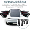 Black car door anti kick pads with white floral design installed on white tesla for toyota land cruiser protection