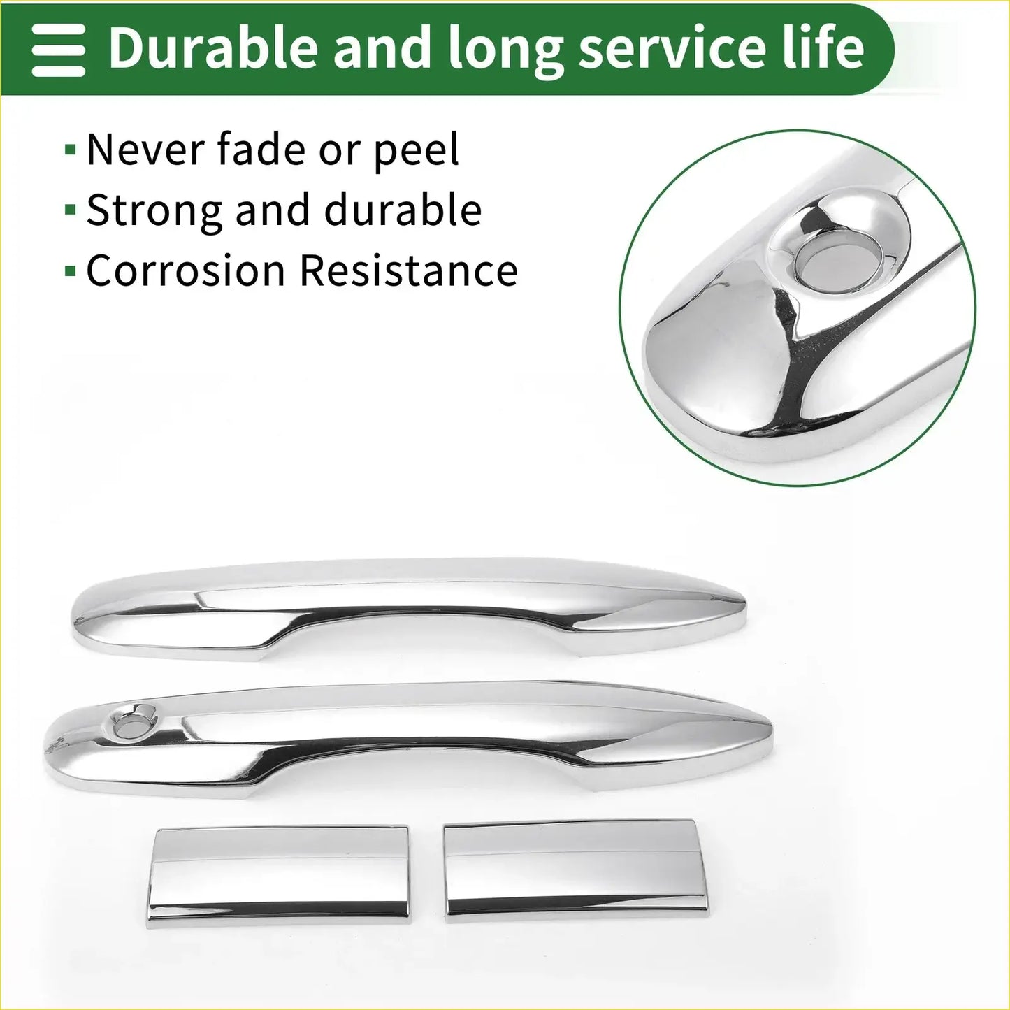 Chrome finished car door handle covers for toyota hiace 2019-2023 with sleek polished silver tone trim