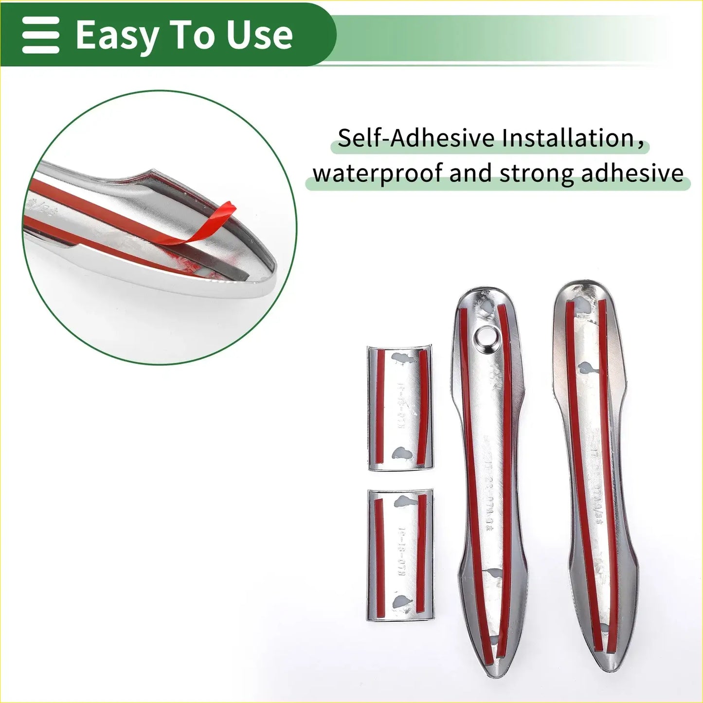 Shiny chrome car door handle cover trim for toyota hiace 2019-2023 with red adhesive strips for easy install