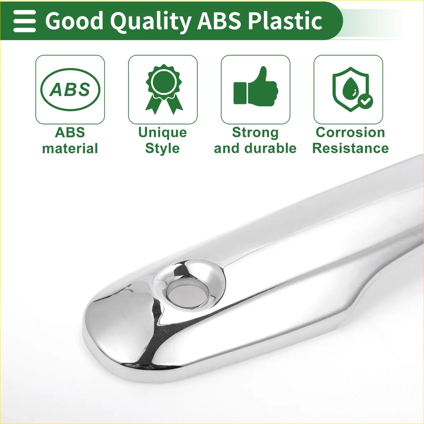 Chrome finished abs plastic car door handle cover for toyota hiace 2019-2023 with sleek silver glossy surface