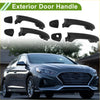 Black plastic exterior door handle set for hyundai sonata shown from the back compatible with toyota hilux fortuner
