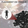 Black plastic automotive trim fasteners with cylindrical head and pronged base for toyota 4runner and avalon