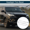 Chrome finished silver tone headlight trim bezel for toyota fortuner 2020-2022 front end upgrade