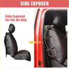 Black leather car front seat covers for toyota tacoma with red stitching and textured pattern 2 pieces