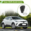 Black leather car gear shift knob cover with stitched detailing and silver metallic base for toyota ch-r 2018-2022