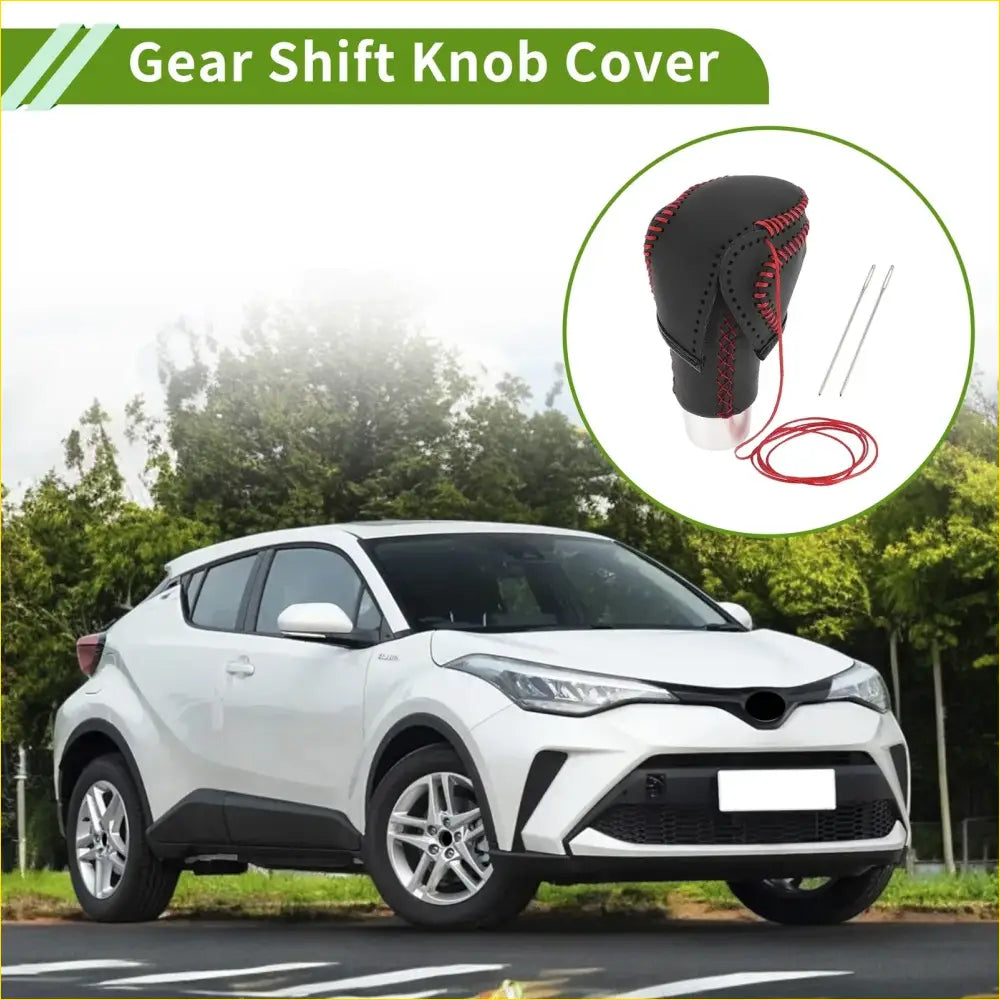 Car Gear Shift Knob Cover for Toyota CH-R 2018-2022 Black Red Faux - Interior Accessories